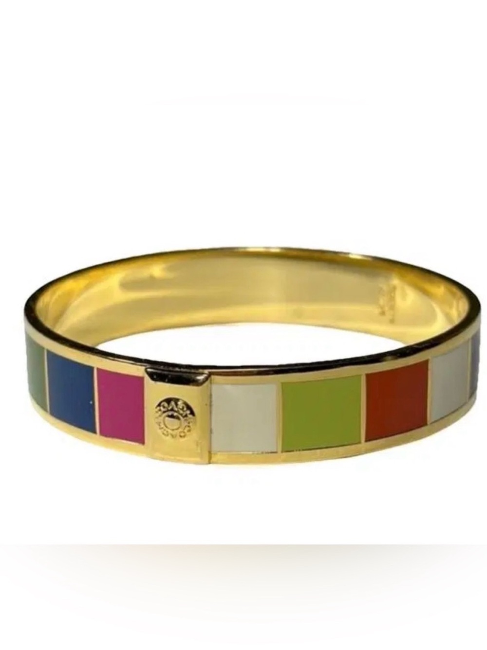 Coach LEGACY  MULTICOLOR  Enamel Hinged Bangle - Blue, Pink, Green, White, Brown